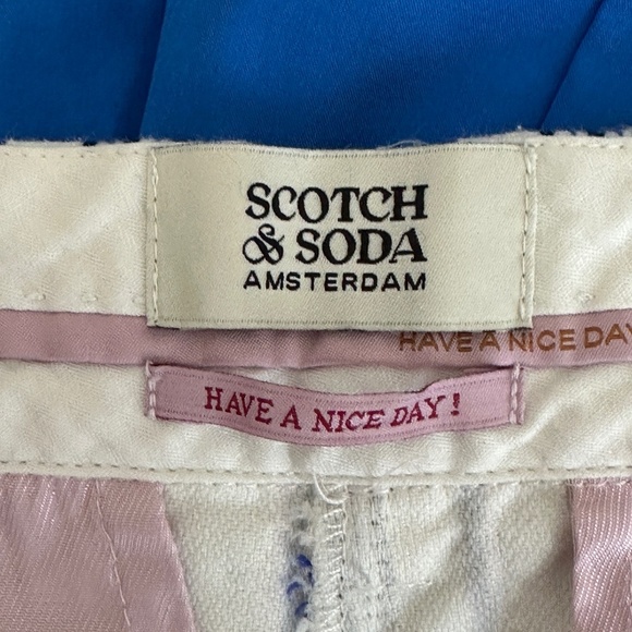 Scotch & Soda Amsterdam Lowry Stripe Slim Fit Pants In Blue Pink White Size 28 - Picture 5 of 10